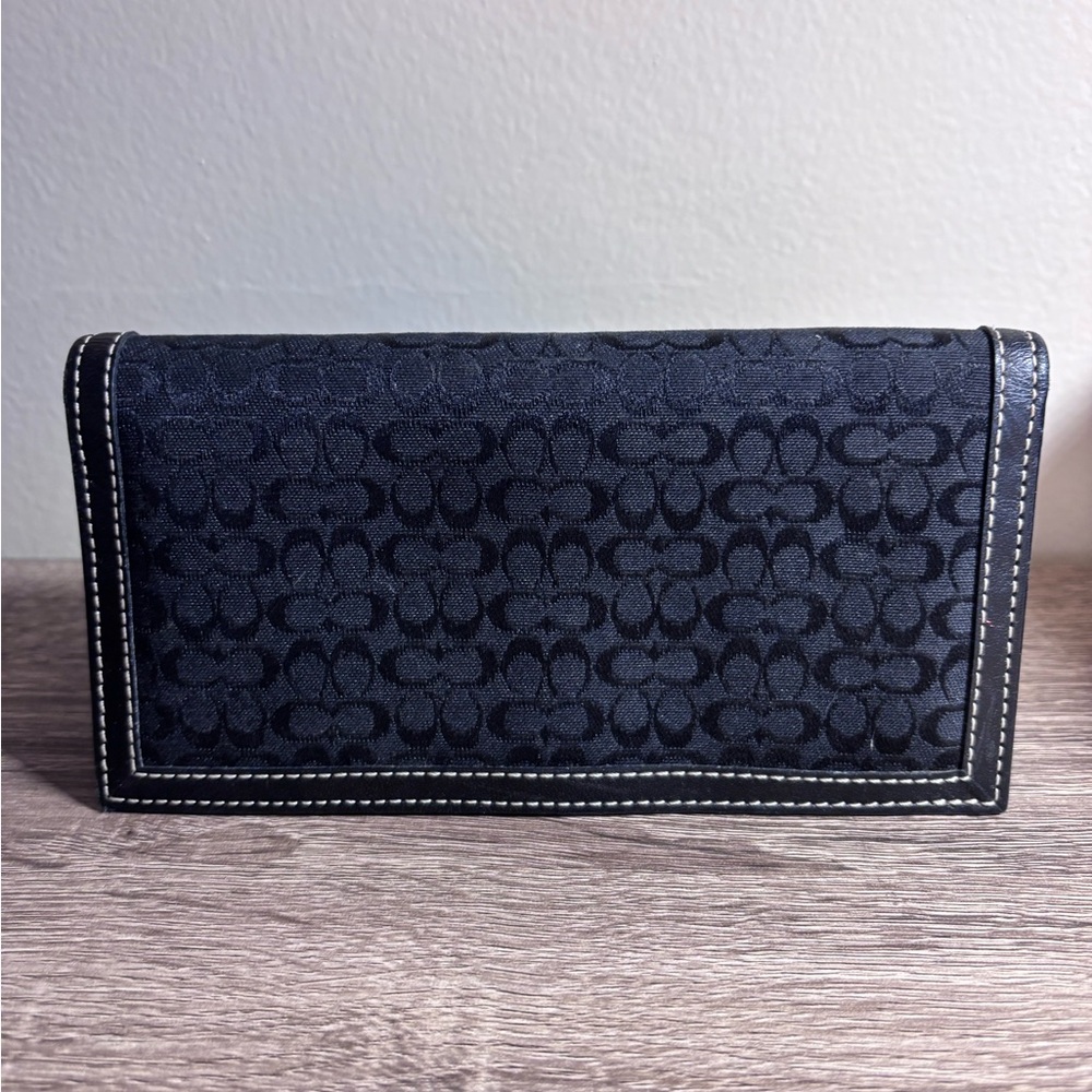 COACH Checkbook Cover, leather interior, with built in pen holder.